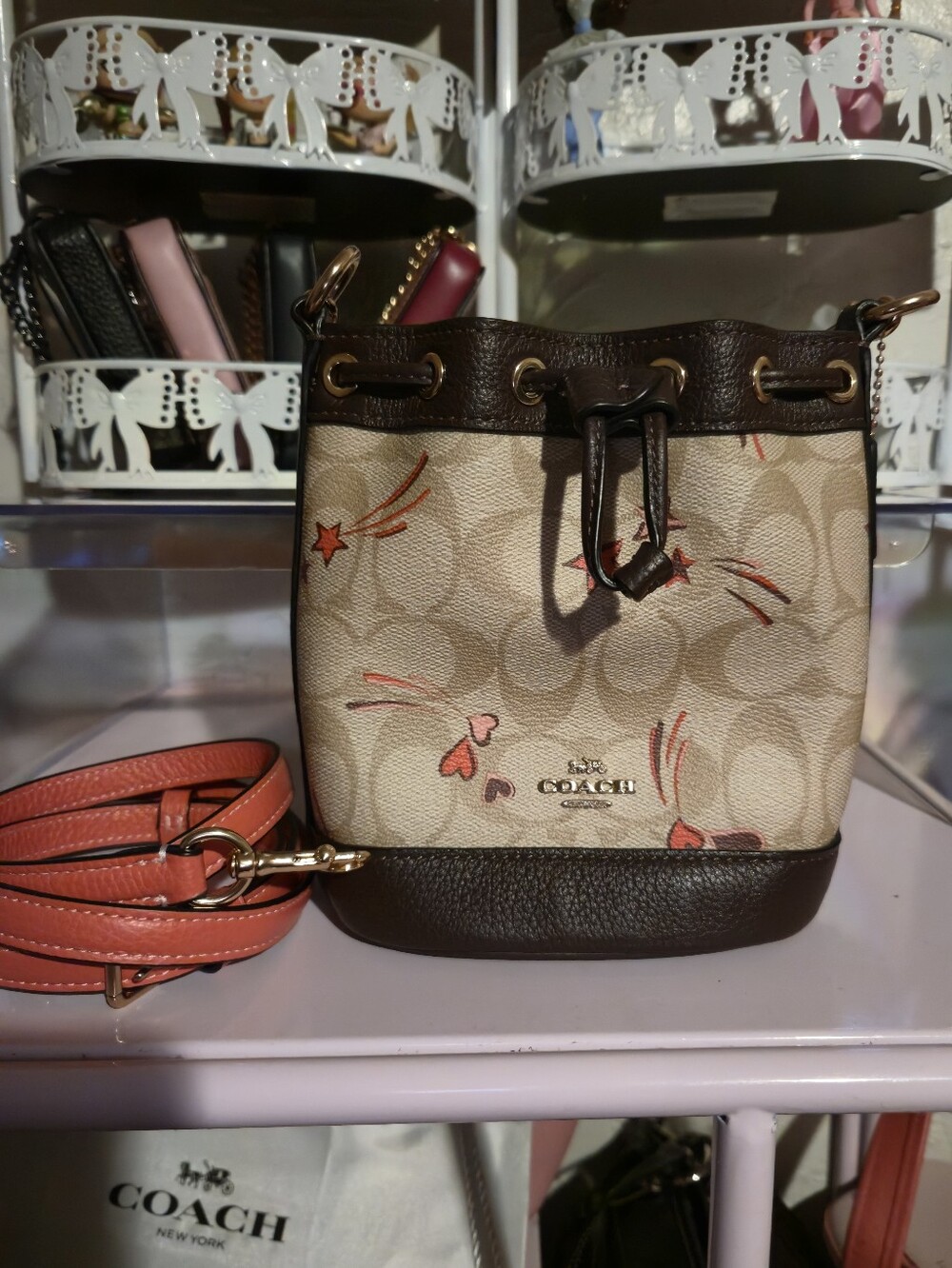 COACH Signature Canvas Mini Bucket Bag